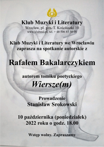 Rafał Bakalarczyk - plakat spotkanie autorskie 2022