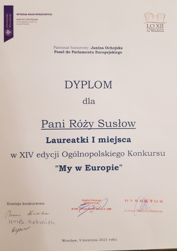XIV LO - dyplom My w Europie R. Susłow