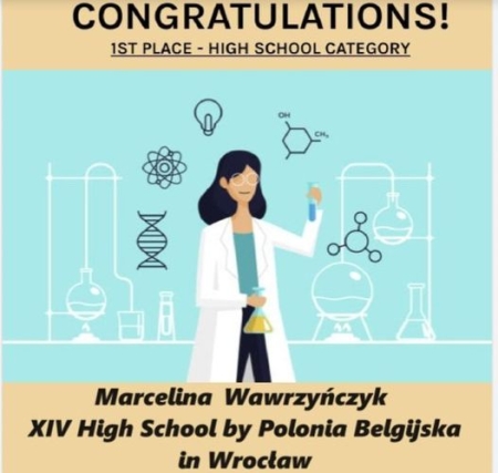 Marcelina Wawrzyńczyk zdobywczynią pierwszego miejsca w konkursie Women in STEM w kategorii Liceum